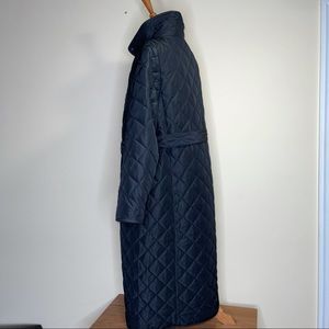 quilted belted banana sleeve coat